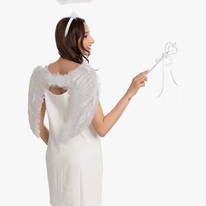 Spooktacular Creations Angel Accessories Feather Wings Halo and Wand Halloween